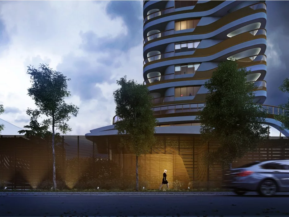 Exterior rendering of Pininfarina's recently completed Cyrela apartment tower in Brazil