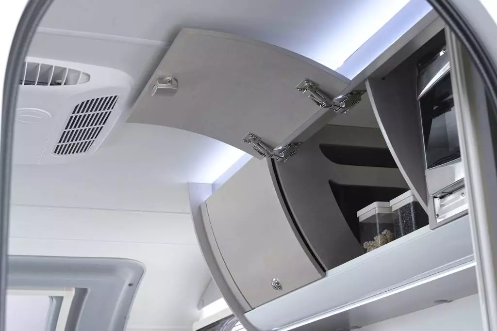 Overhead cabinetry and space for a microwave