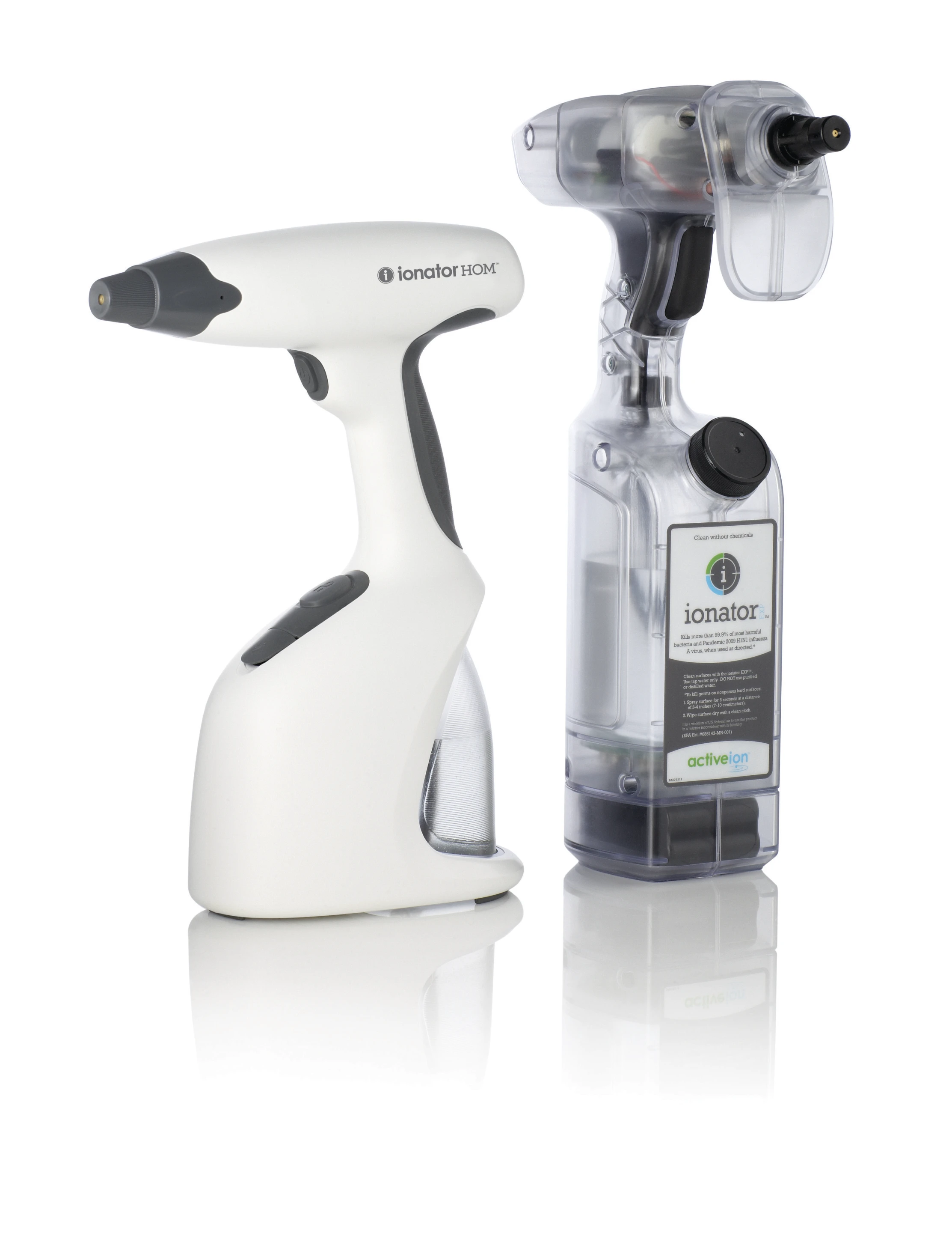 Activeion's ionator products use tap water to disinfect and clean surfaces