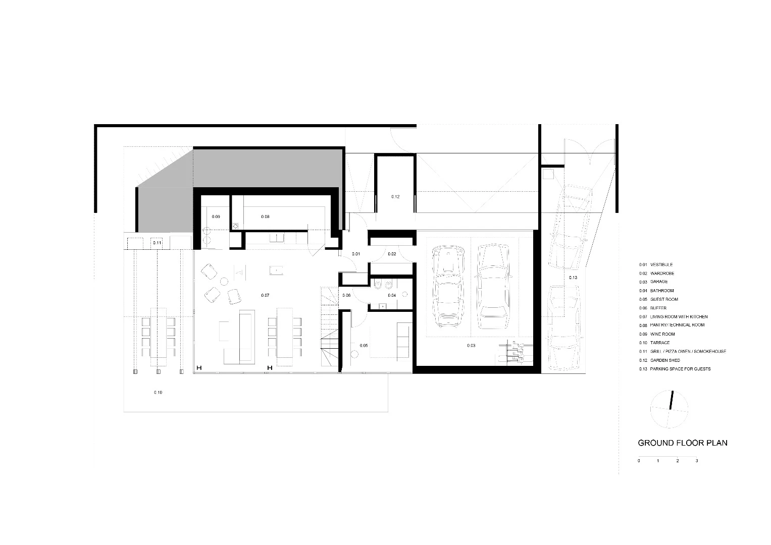 Architectural drawing of the House behind the Roof