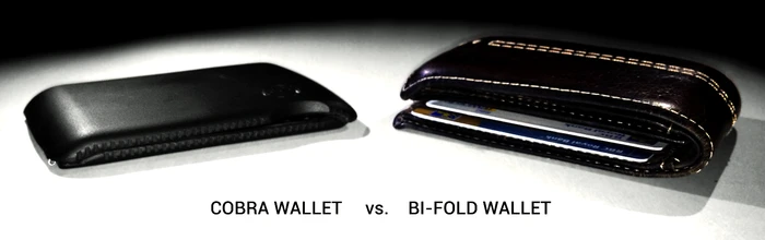 The Cobra Wallet compared to a regular bi-fold