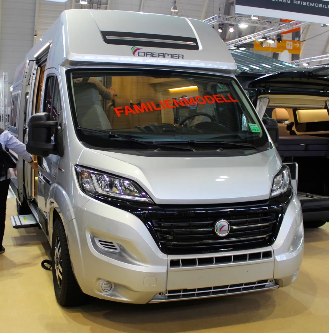 Another roomy camper van for the whole family, the 236 inch (599 cm) Fiat Ducato-based Dreamer Family Van Select seats and sleeps five people