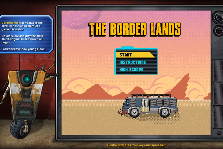 The Border Lands start screen will be familiar to anyone who played the real Borderlands