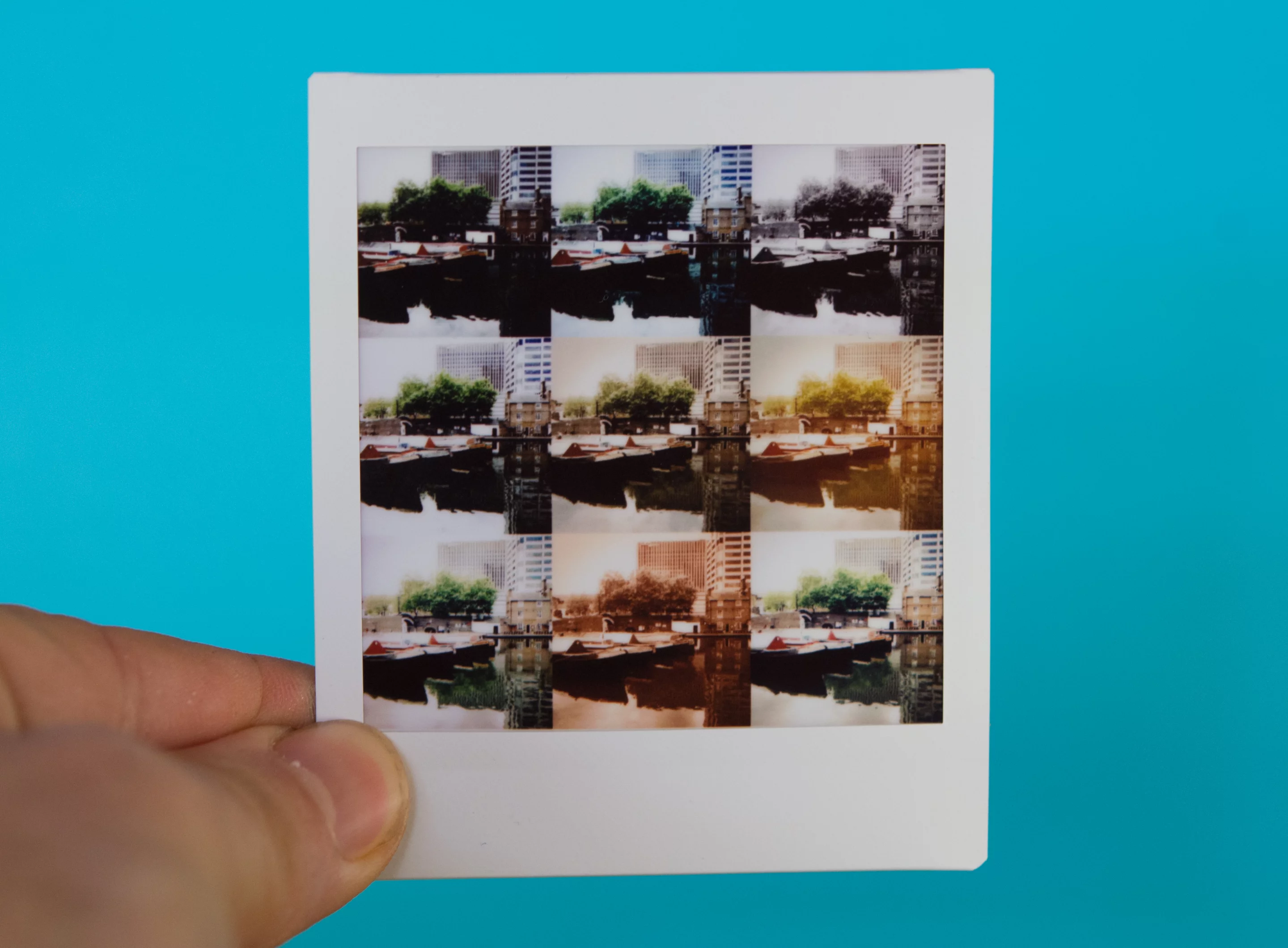 An example print from the Fujifilm Instax SQ10 showing the different filters available on the camera