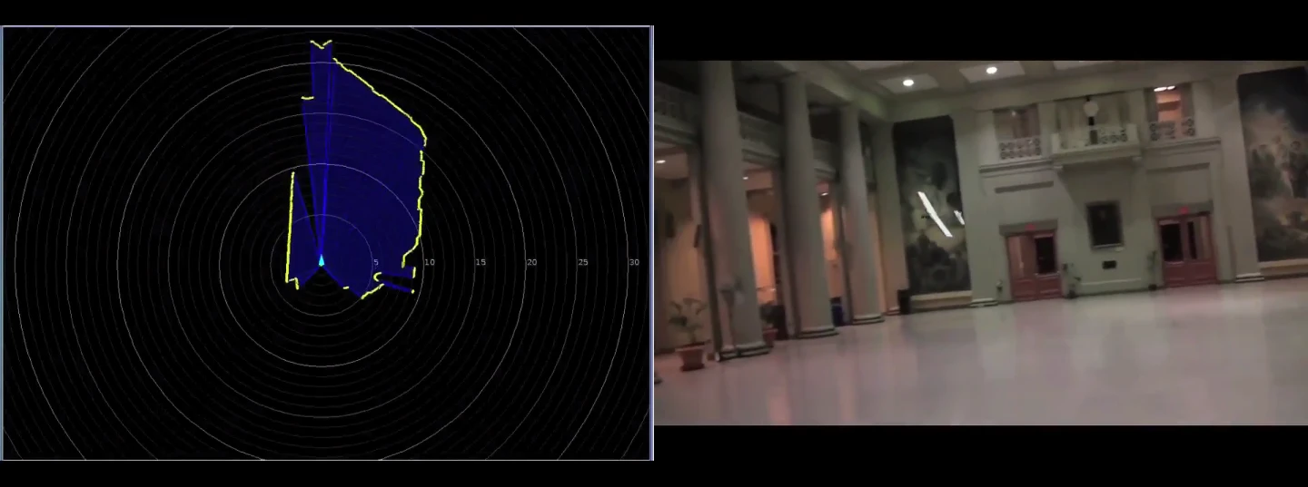 The UAV's eyes and ears are an onboard laser range-scanner and an inertial measurement unit