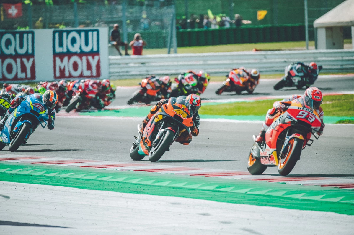 These two bikes are indeed "ready to race." That's Pol Espargaro on one of these bikes running second to Honda's Marc Marquez in a Grand Prix in 2019