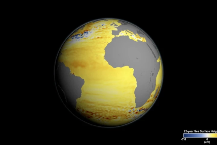 Image showing sea level rise based on satellite data