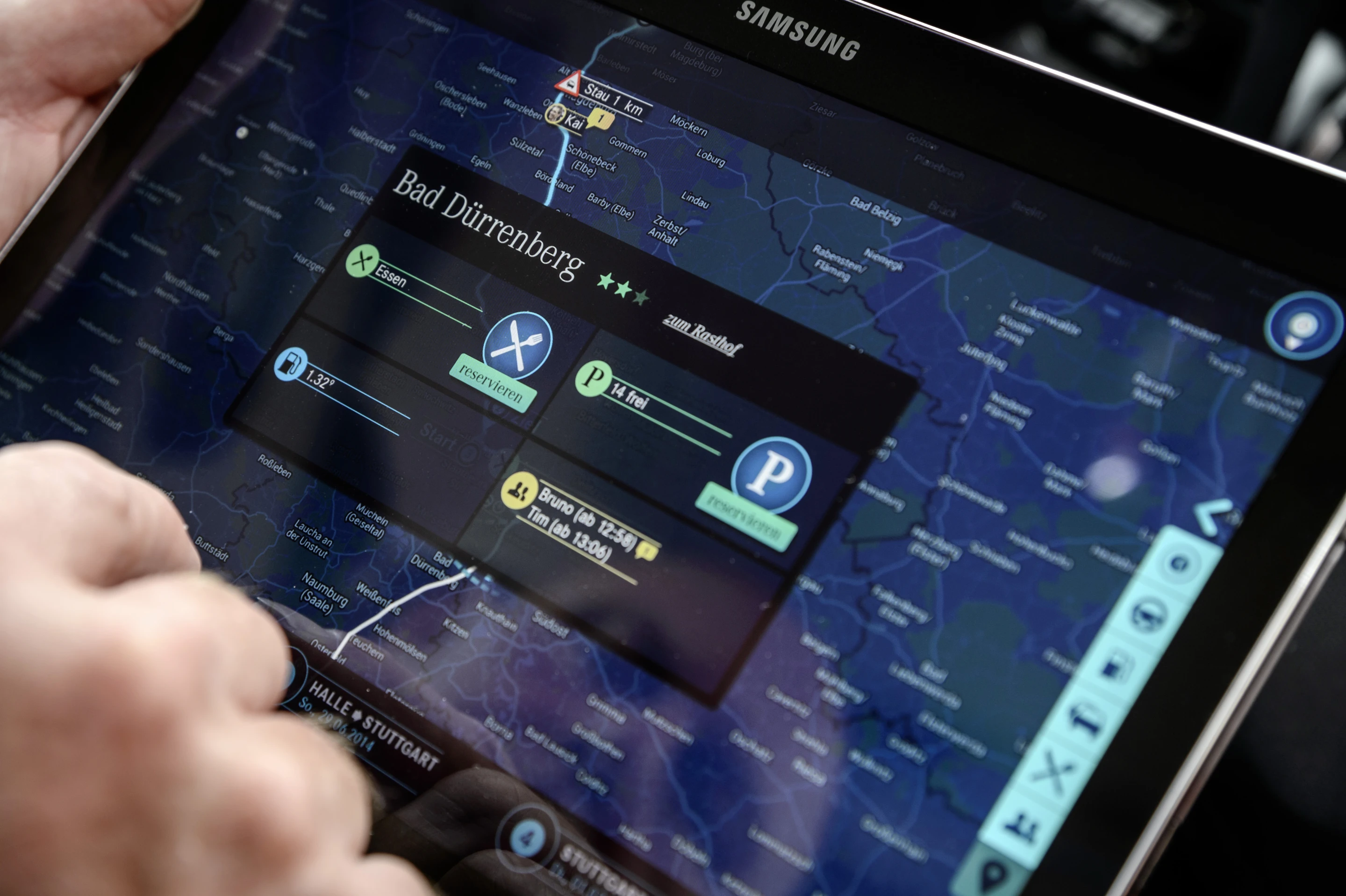 The Daimler autonomous truck tablet monitors navigation