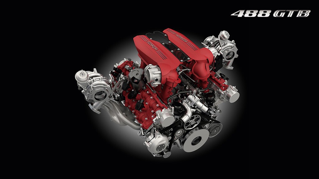 The heart of the 488 is a turbocharged V8 which is more efficient than the motor it replaces