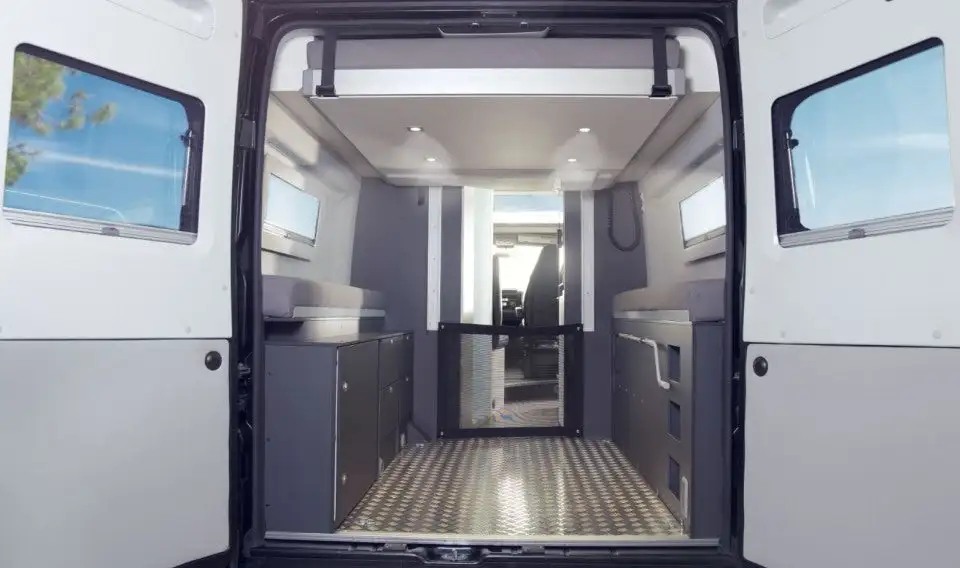 Developed in conjunction with KTM, Adria's rear garage with power-lift bed hauls bicycles, dirt bikes, surfboards and more