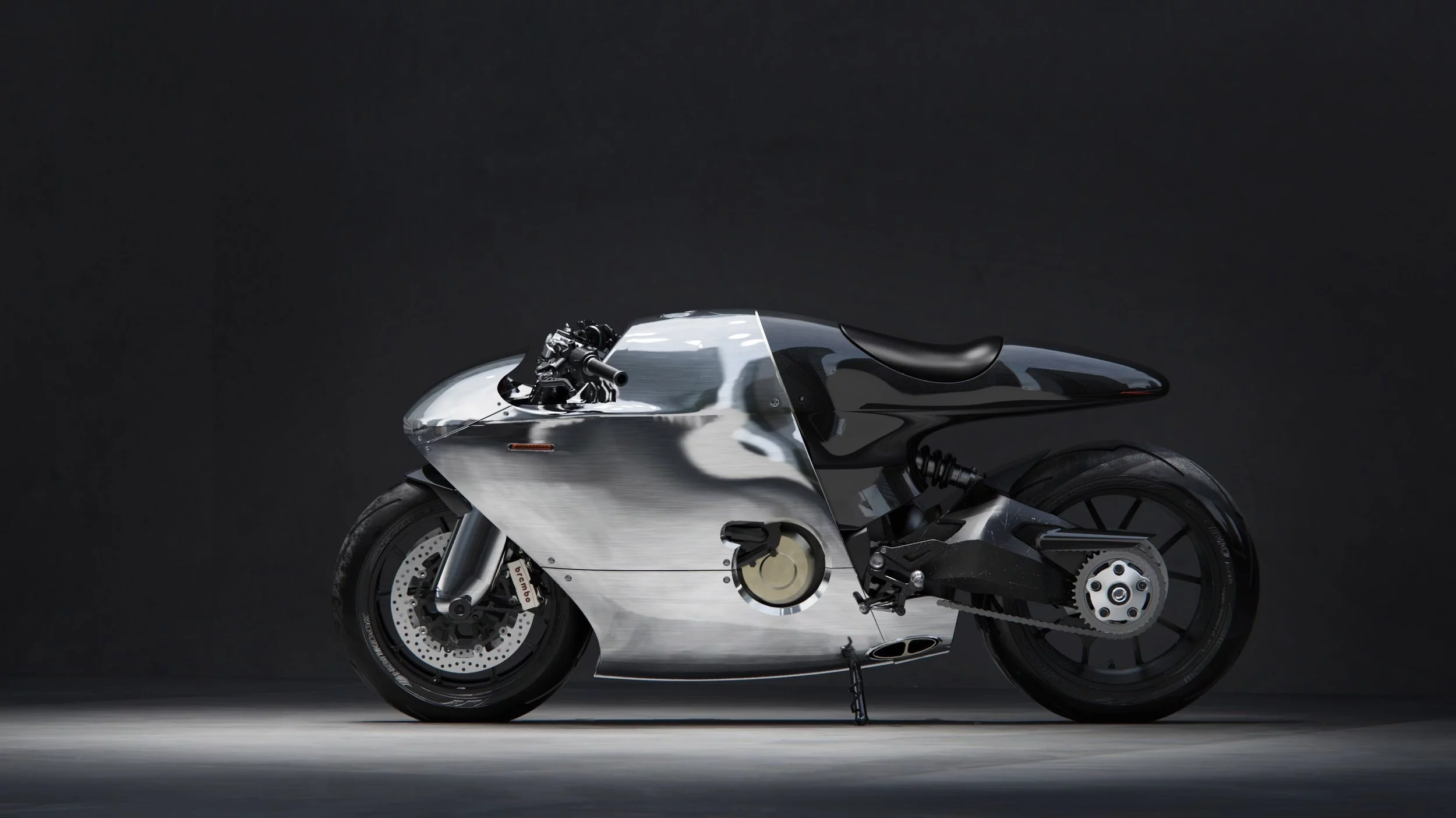 The Ducati 821 has polished aluminum running the length of the bike with only a small number of visible fasteners or mounting points