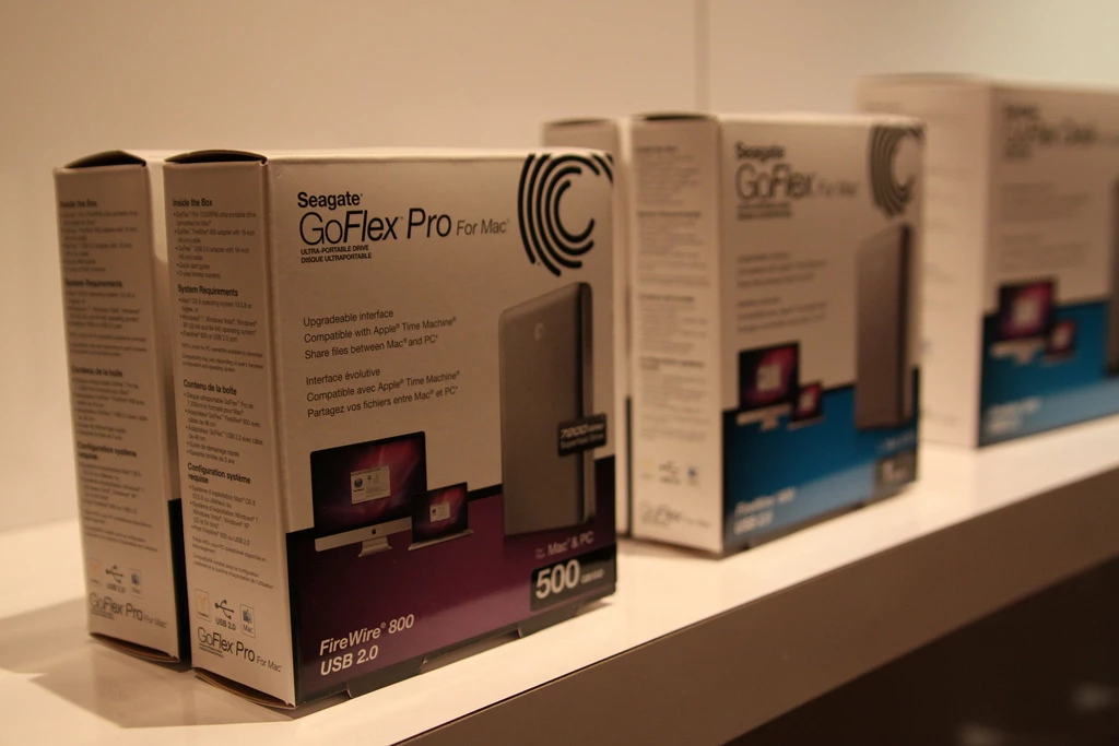 The new FreeAgent GoFlex for Mac storage solutions on display at CES 2011