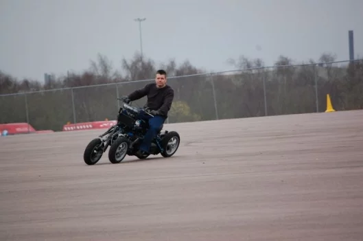 Full-lean, low speed circles tighter than you're ever likely to dare on a conventional bike