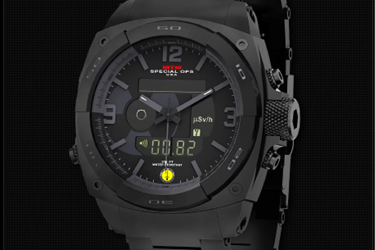 The MTM Special Ops RAD watch includes an integrated Geiger-Müller tube for measuring harmul ionizing radiation