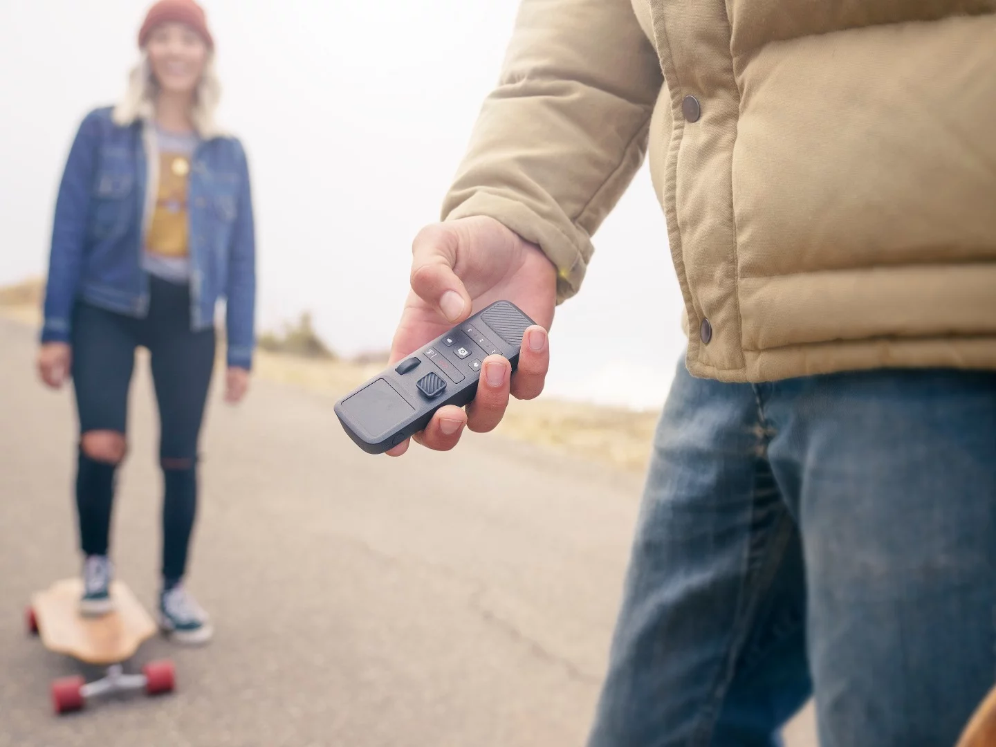 The Hover 2 can be controlled by a handheld remote called the Palm Pilot