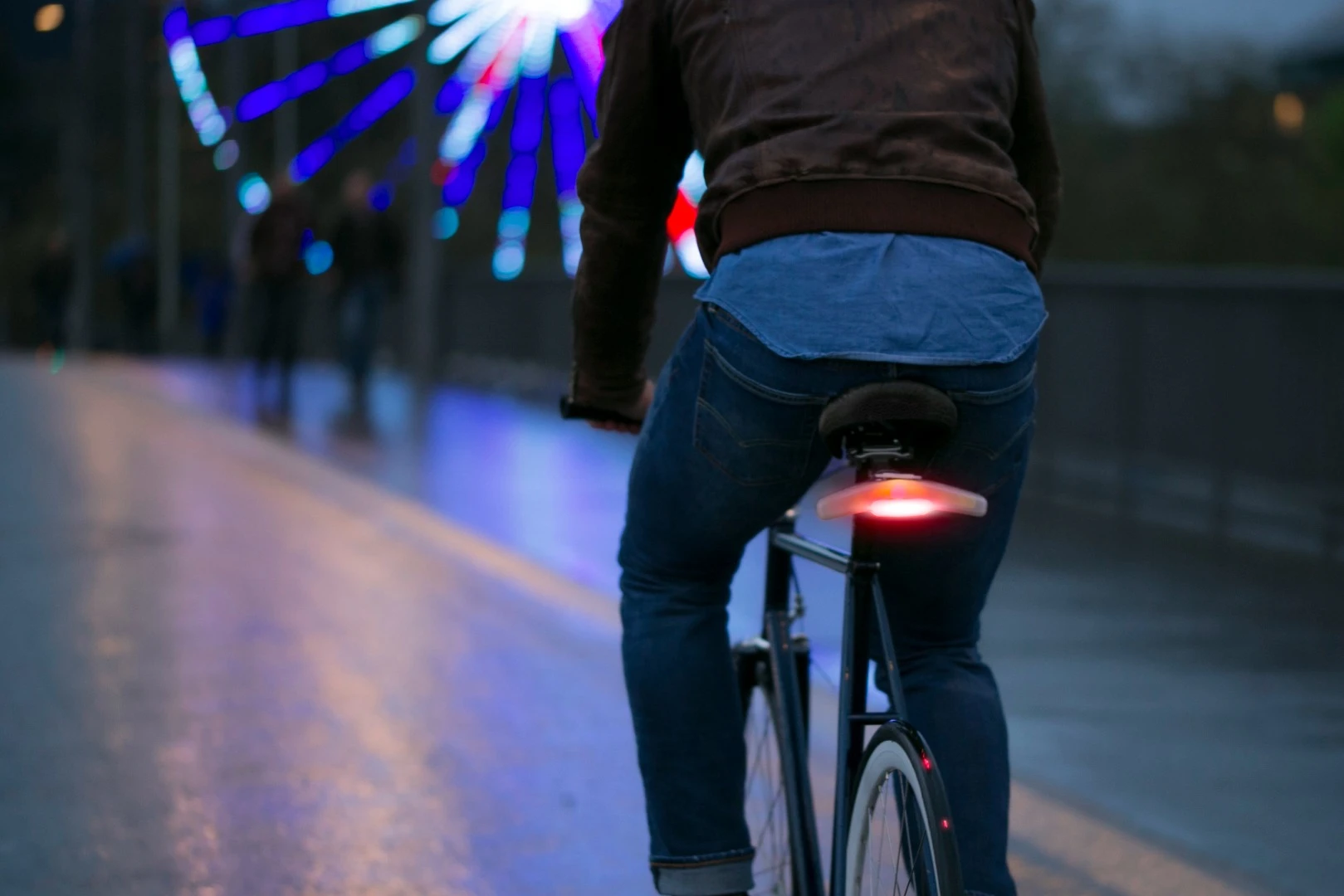 An accelerometer and gyroscope cause Blinkers' brake light to come on automatically when the bike decelerates