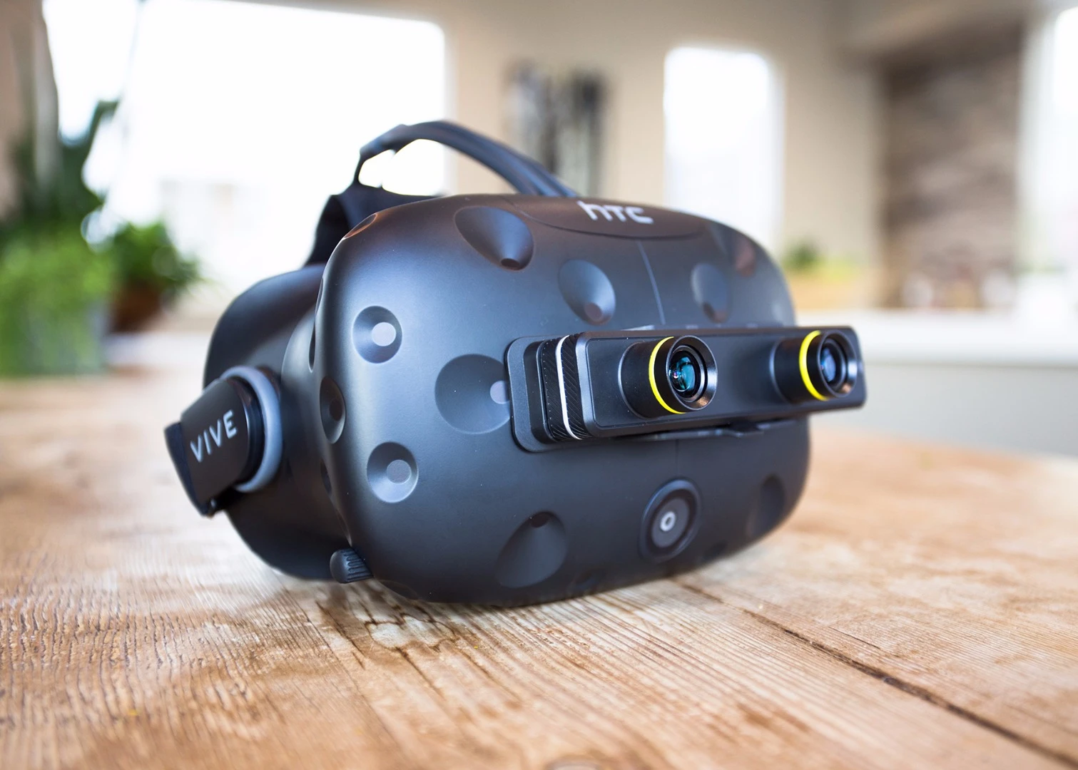 Add the ZED mini – shown here on an HTC Vive – to mix your VR and AR experiences