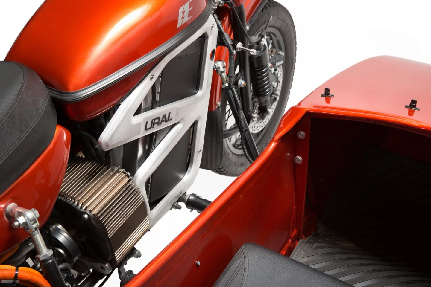 Ural's electric prototype: oddly mounted Zero motor makes 60 horsepower