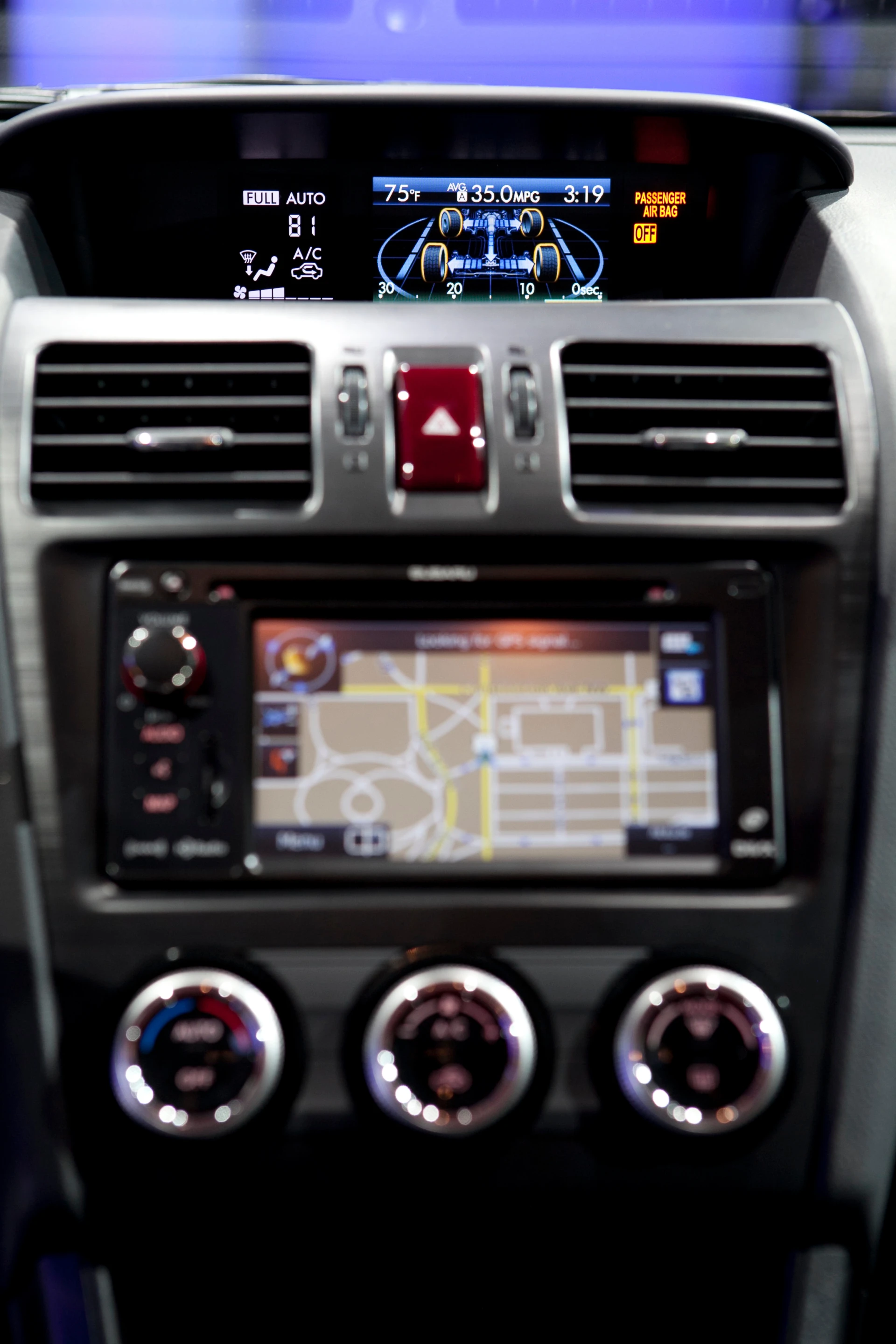 The XV Crosstrek Hybrid has a color infotainment system