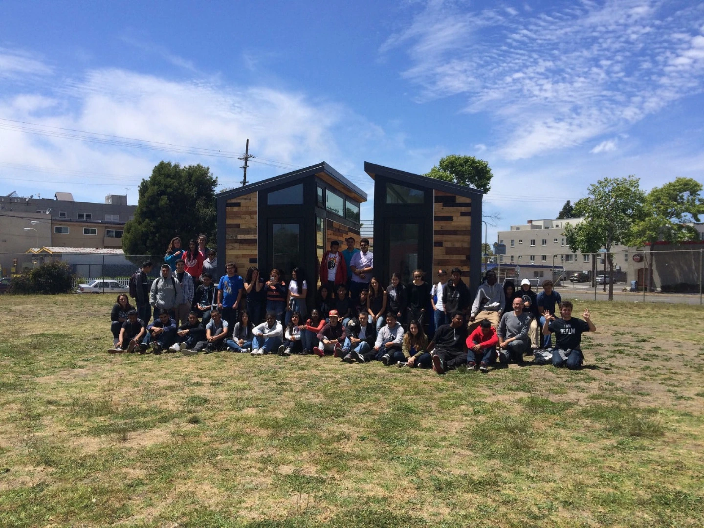 The students actually created two identical tiny houses at the same time