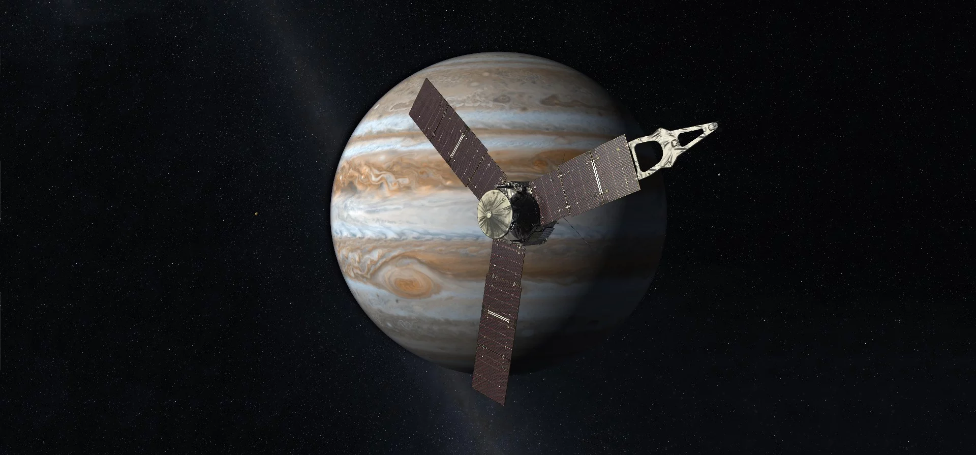 Artist's concept of Juno approaching Jupiter