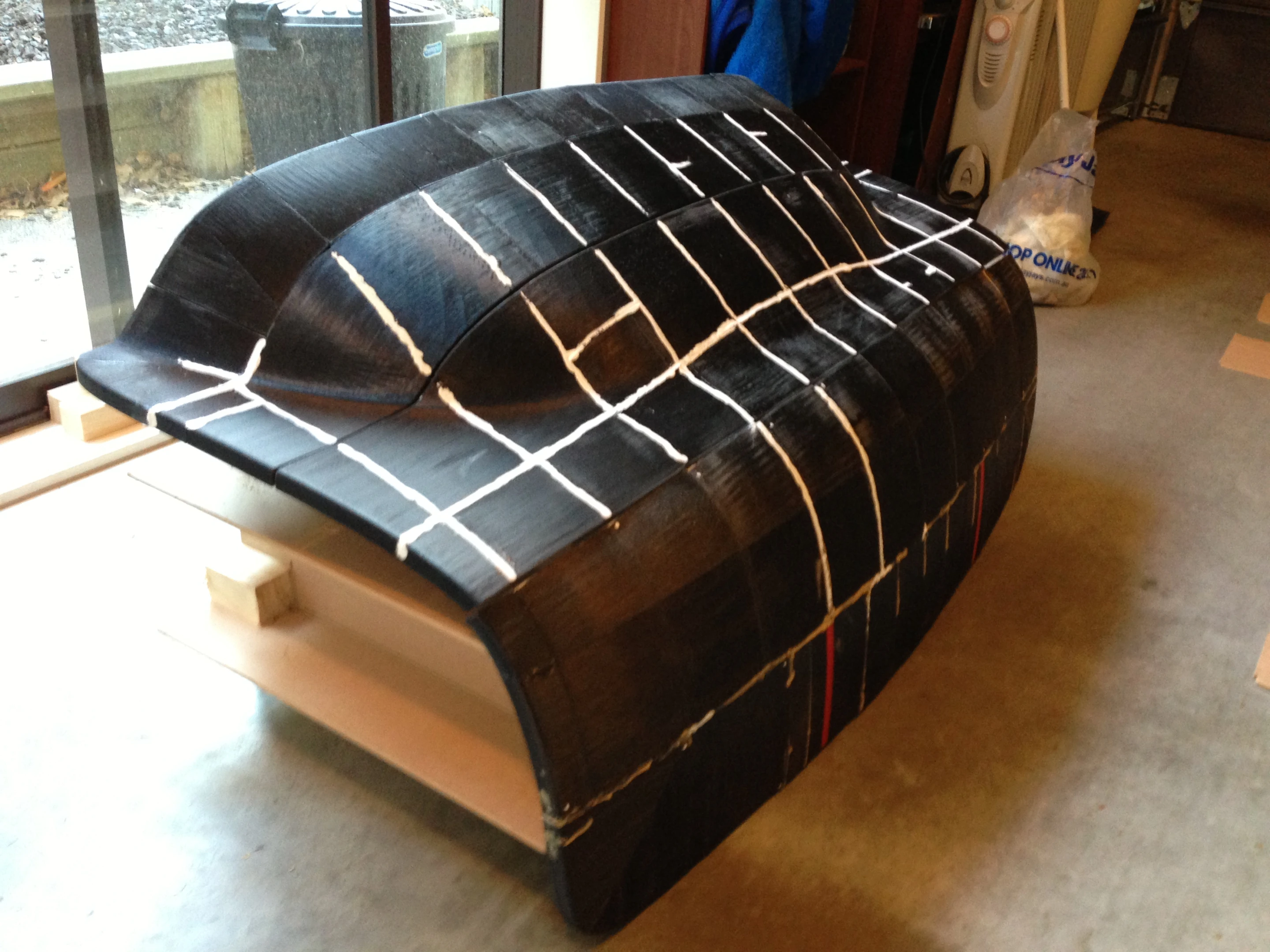DB4 rear section showing the basic framework and outline where the custom-formed 3D pieces will be set (Photo: Ivan Sentch)