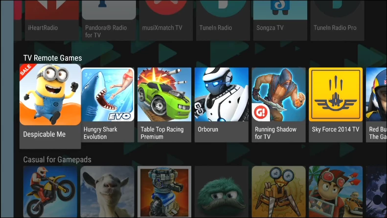 Games are separated between the remote and gamepad