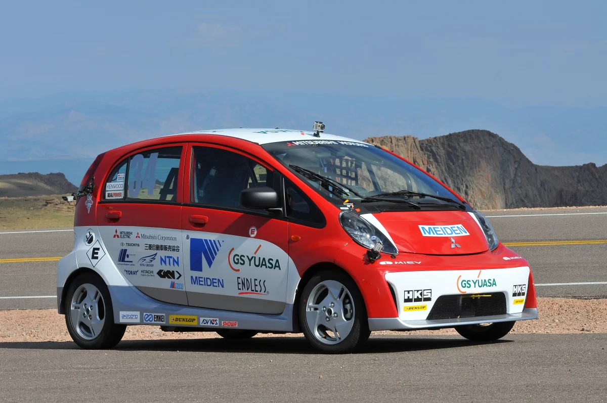 The i-Miev stayed close to stock at Pikes Peak, with some simple suspension, roll cage and bumper upgrades