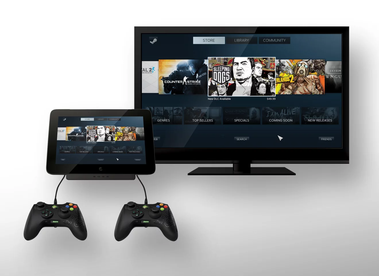 The optional docking station turns Razer Edge into a home console