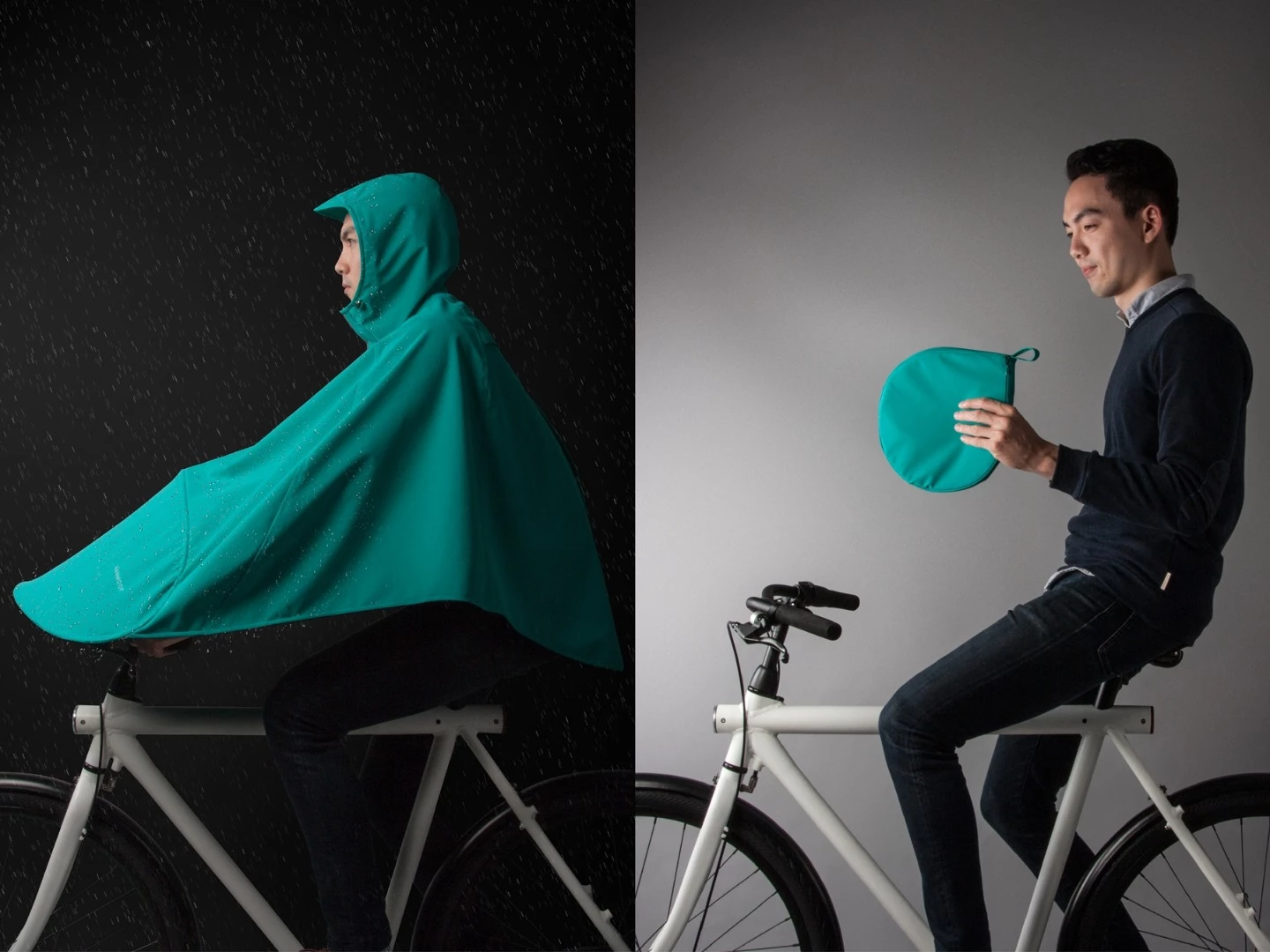 Vanmoof has designed the Boncho to pack away into its own compact carry pouch