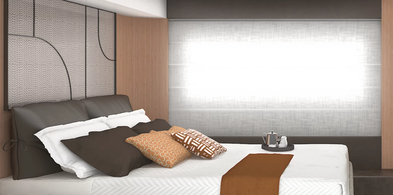 The bedrooms are all located on the lower deck