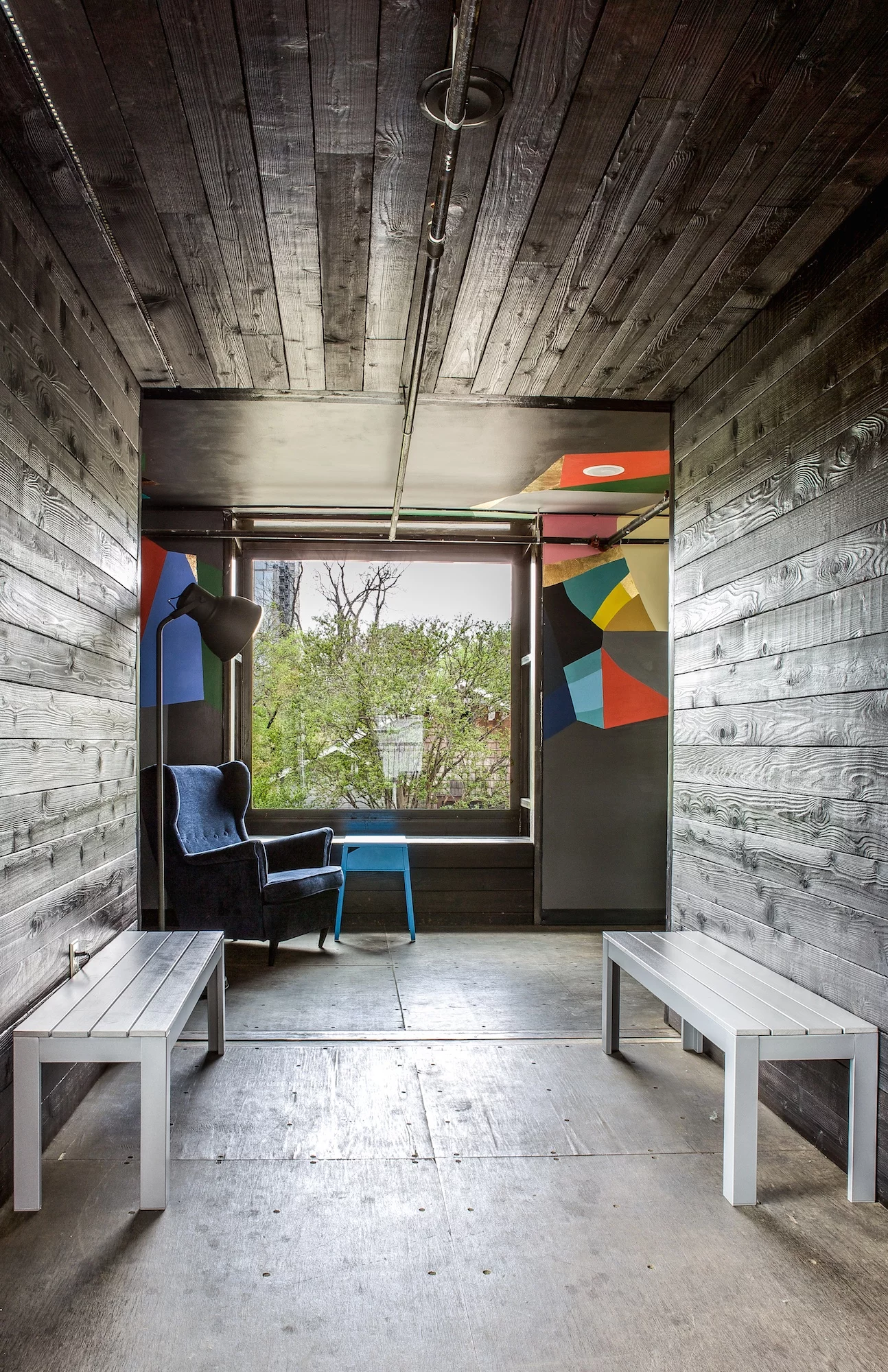 Five of the seven containers serve as lounging spaces (Photo: Chris Perez)