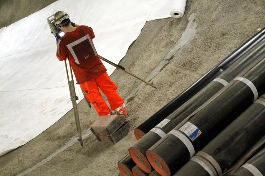 Rolls of waterproof lining are stacked up (Photo: Stu Robarts/Gizmag)
