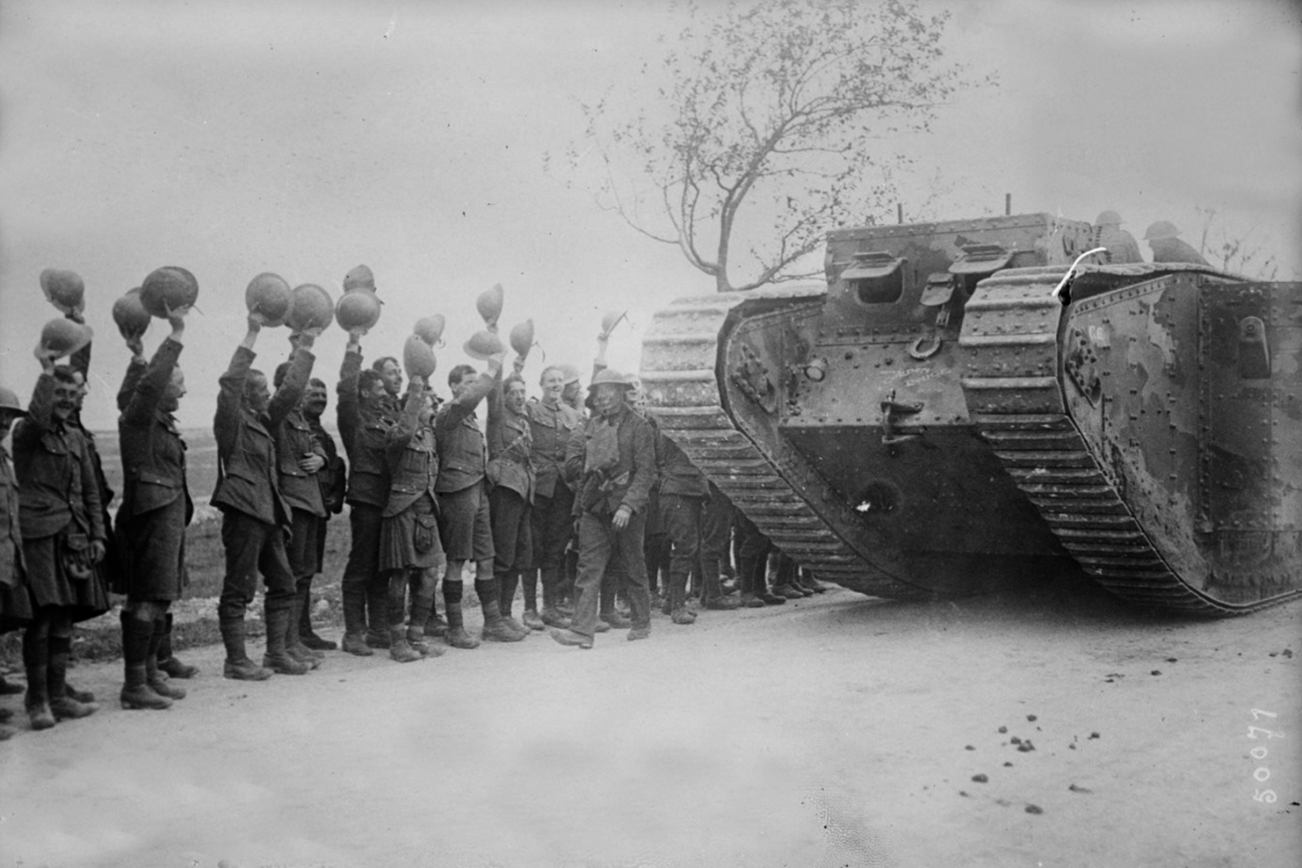 The first lumbering fortified all-terrain vehicle (AKA "tank") could manage just 3 mph and was chronically unreliable. Of the 49 tanks committed to battle, only 32 got to the battlefield. Though France had been developing tanks prior to WWI, the arrival of those 32 tanks on the battlefield that day had a profound effect on the morale of both sides. The British troopers who had been engaged in meatgrinder trench warfare for three years reacted predictably at the arrival of a game–changing, seige–breaking machine. The troops on the opposing force felt quite differently and for Germany, which had presumed a short and decisive victory when it began the war, tank warfare had been entirely overlooked and development began immediately.