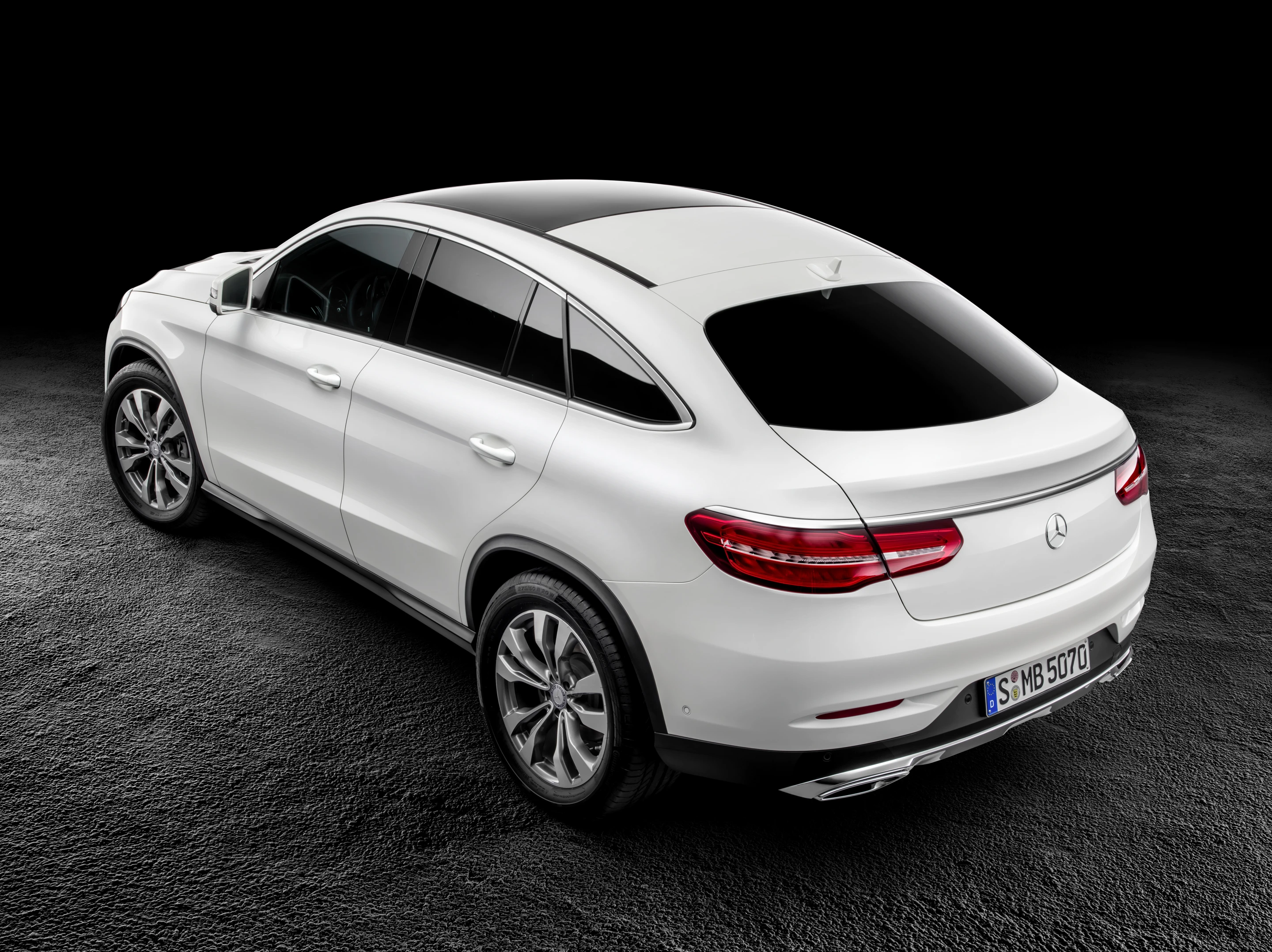 Wide rear taillights help give the GLE Coupe a strong presence on the road