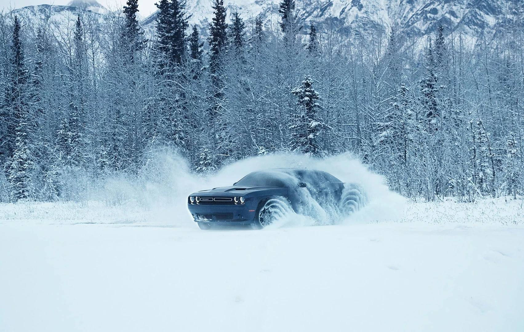 The Challenger GT AWD plays around in the snow