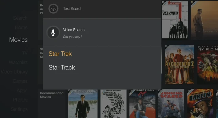 Voice Search verifies what you speak into the remote