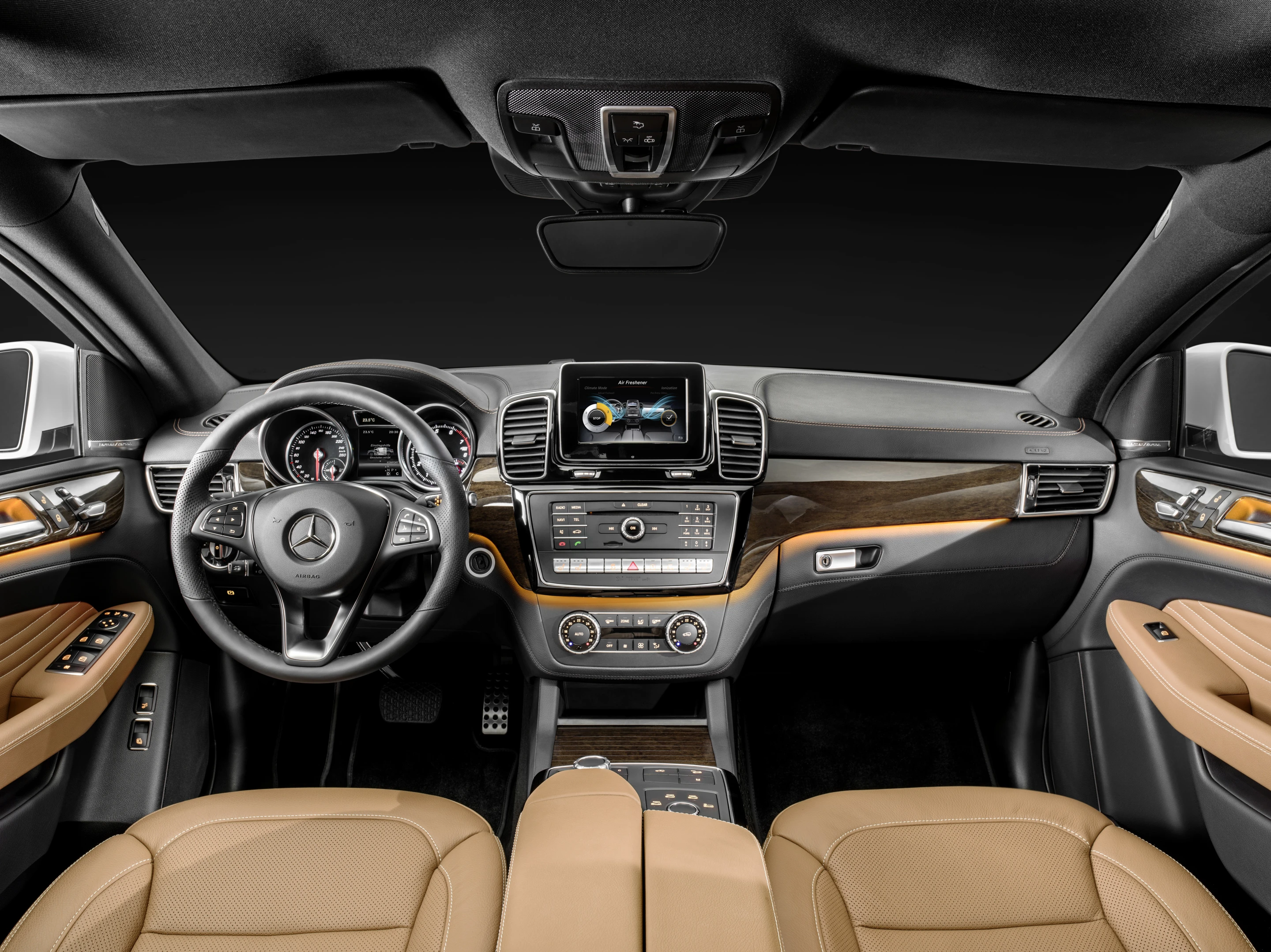 A range of interesting wood options, including eucalyptus and ash, are available on the GLE Coupe