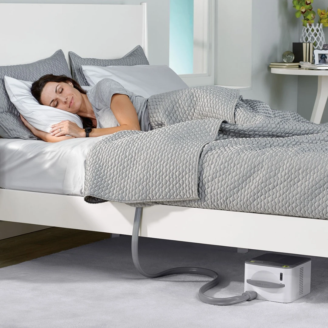 The nuyu Sleep System features a torso-shaped pad that is meant to be undetectable underneath fitted sheets