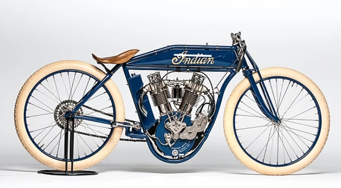 This 1911 Indian Twin Big Base 8-V Racer (Lot S47) is estimated to fetch between $55,000 and $75,000