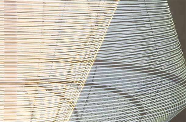 Strictly speaking Thixotropes isn't a single entity, but eight "mechanized systems" of carbon, steel banding and LEDs which have been combined into chandeliers under two meters (around 6.5 feet) in diameter (Photo: Troika)