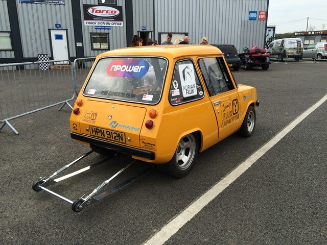 The wheelie bar had to be removed for the "street legal" record run