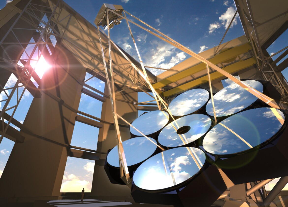 The GMT is composed of seven 27-foot mirrors (Image: Giant Magellan Telescope - GMTO Corporation)