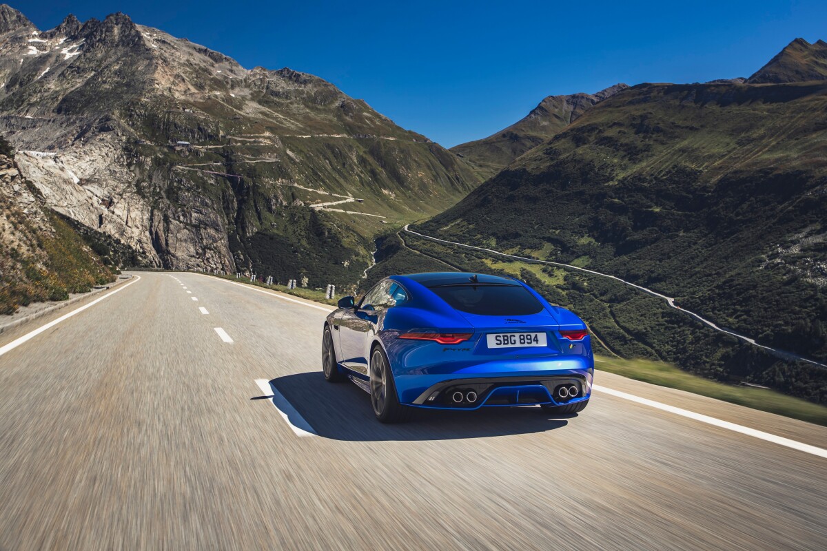 The F-Type certainly looks natural winding its way up the Swiss Alps