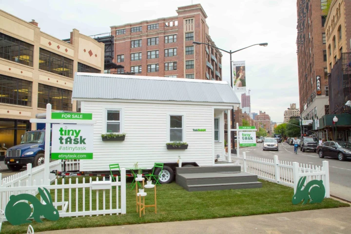 The tiny house was constructed in Manhattan's Meatpacking District over 72 hours