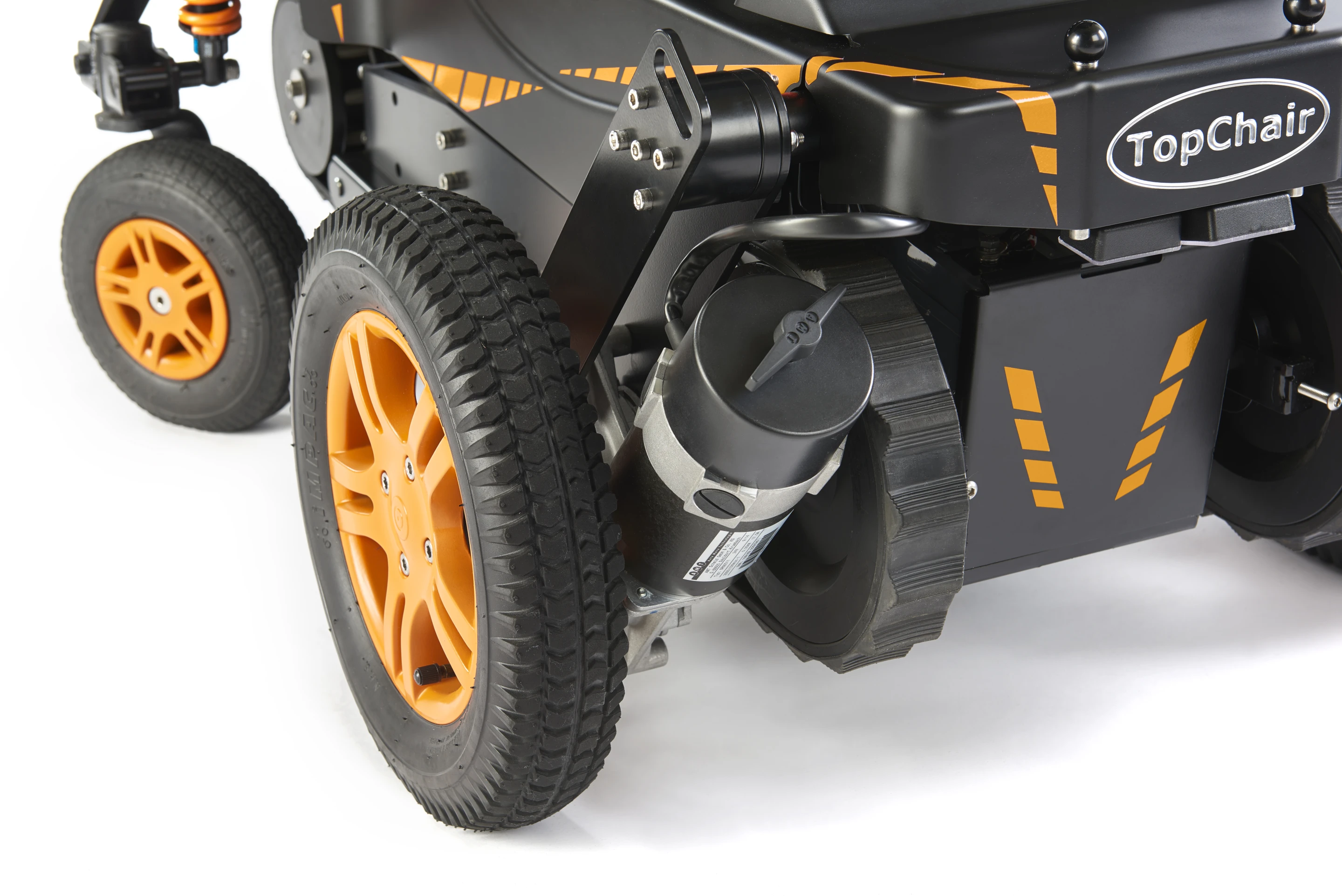 The TopChair-S has separate motors for the wheels and the tracks