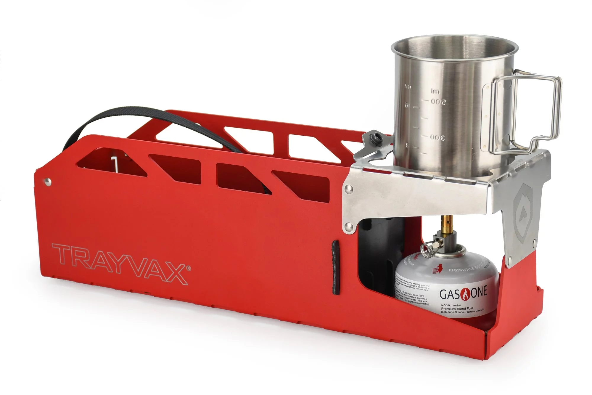 The included cup sits on top of the stove for cooking