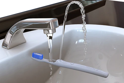 The Rinser is a toothbrush that uses your tap to create a fountain for rinsing the toothpaste foam out of your mouth