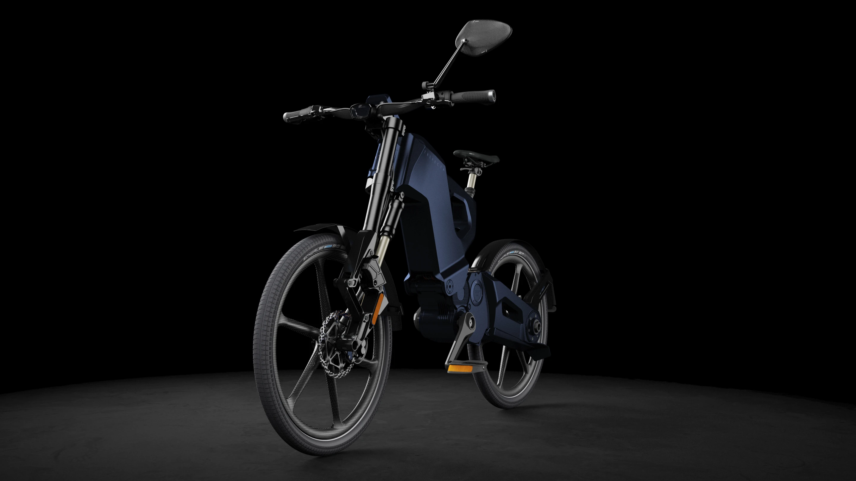 Trifecta's published information focuses on the DRT mountain bike, but the company did tell us that the URB road bike features a single-sided front fork, which you can see in the rendering