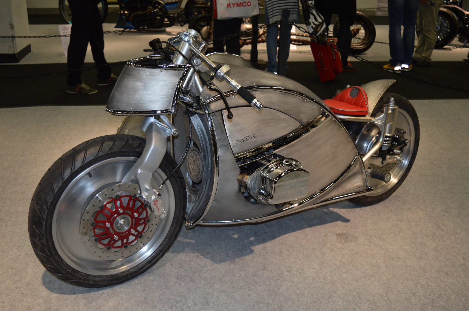 The PanUral merges an Ural boxer engine with Harley-Davidson Panhead cylinder heads, fitted to a sidecar setup by Inglourious Basterds Cycles from Italy